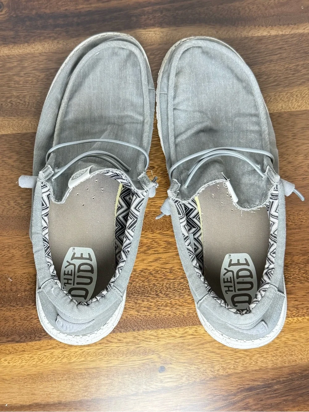 Hey Dude Wally Stretch Canvas Light Grey Men’s Size 14 Slip On Shoes